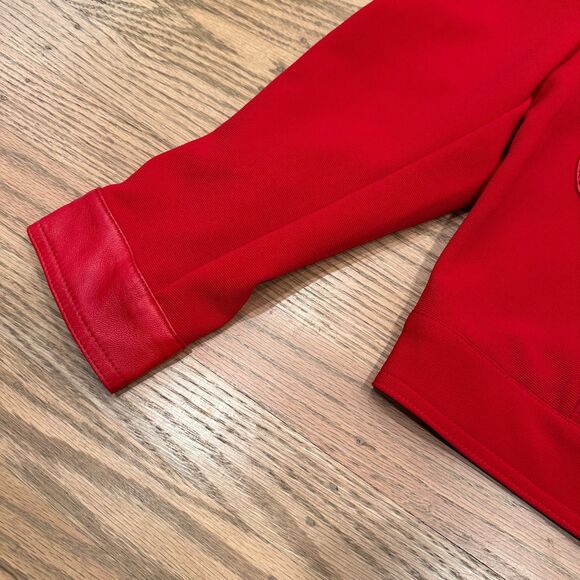 VTG Cache Red Jacket Leather Accents Womens S Rich Grandma Glam Maximalist NWT - Picture 3 of 8